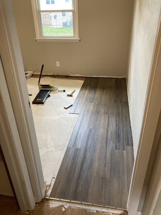 Vinyl Plank Flooring Progress Back Bedroom1